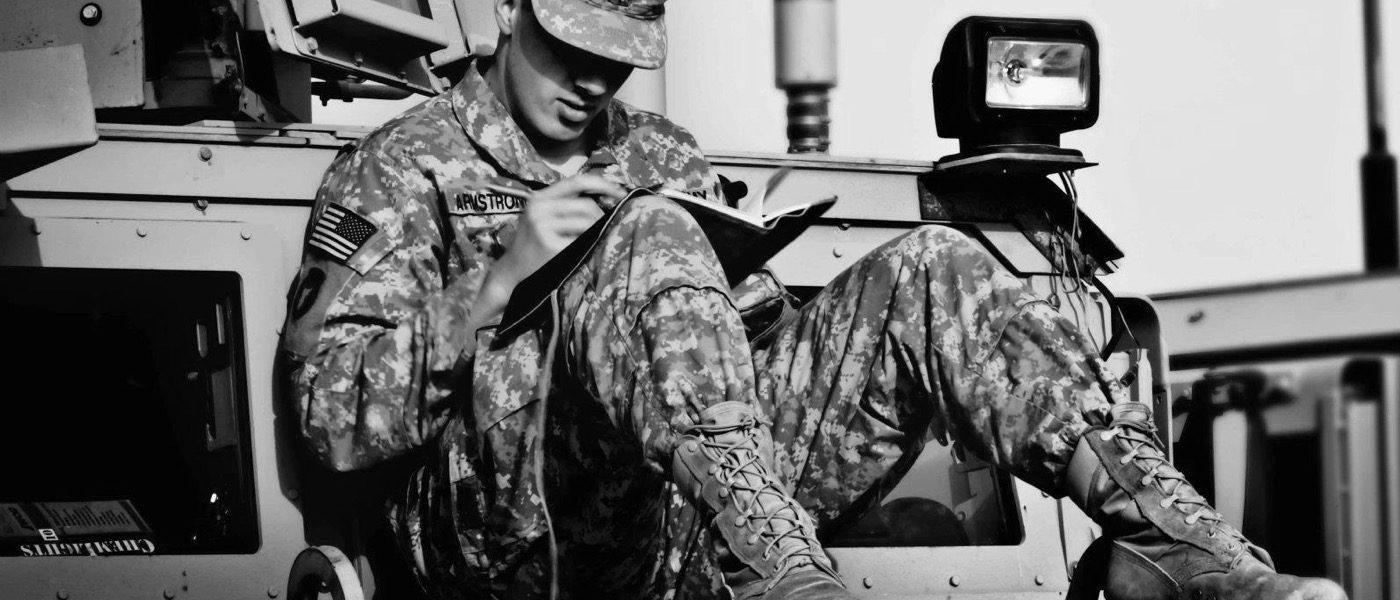 Military Reservist studying while in the field
