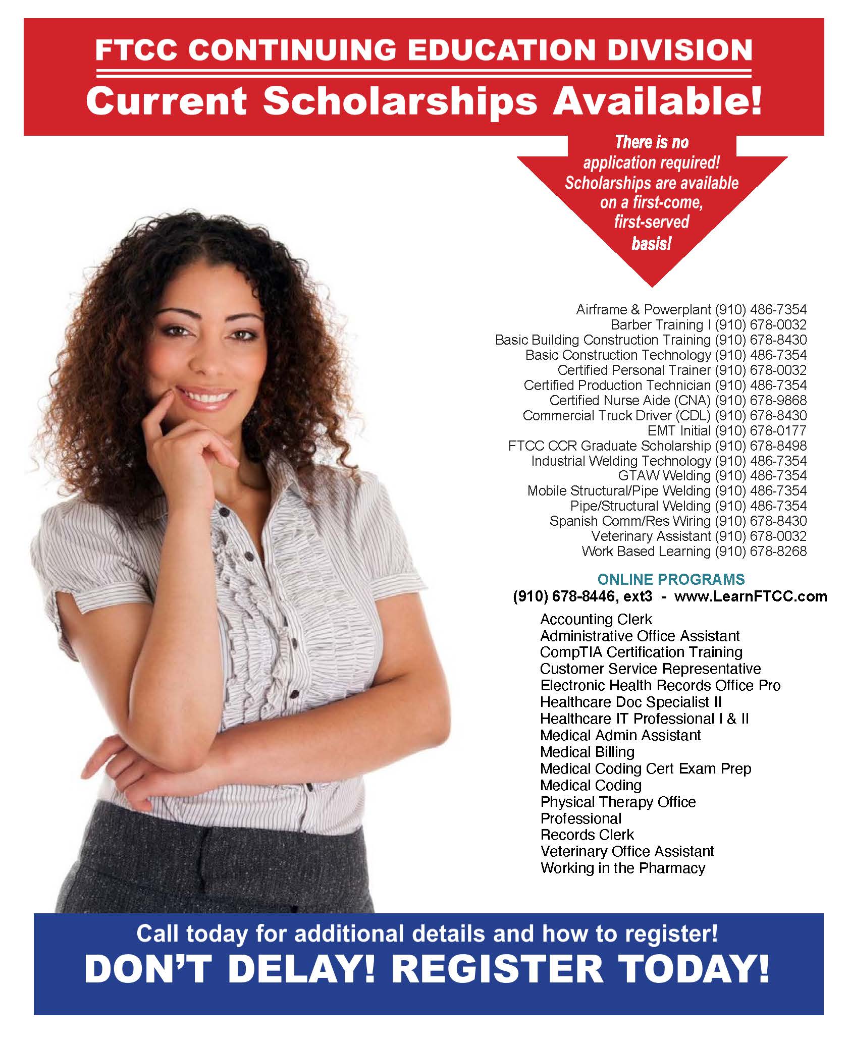 CCE Institutional Scholarships flyer