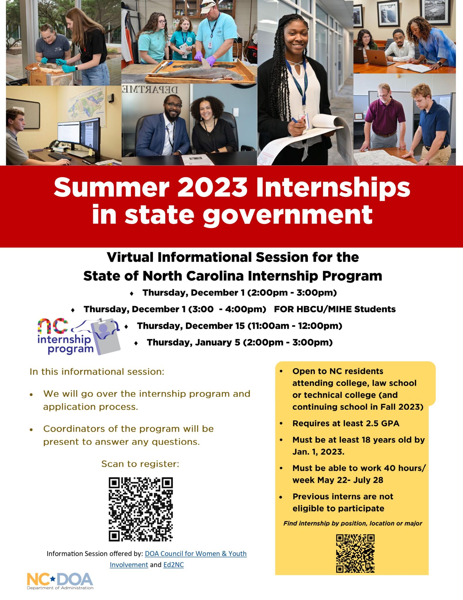 NC Government Virtual Informational Session for Summer Internships