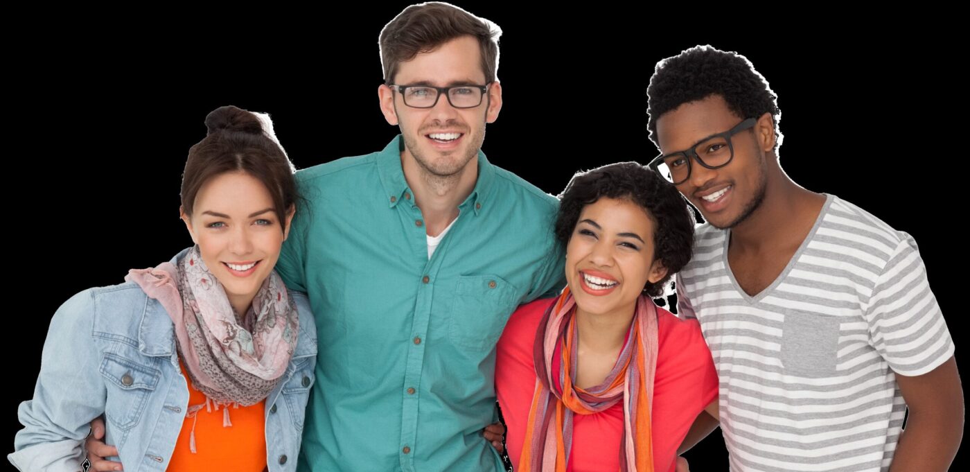 Portrait Four Happy Young Friends2