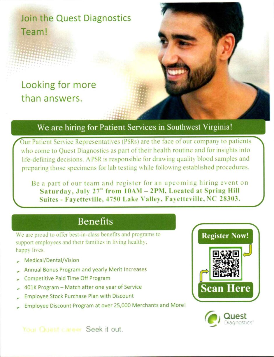 Quest Diagnostic Hiring Event Fayetteville Technical Community College