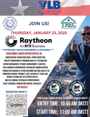 Veterans Servicemembers And Spouses Career Fair With Raytheon January 23 2025 Veterans Servicemembers And Spouses Career Fair With Raytheon January 23 2025