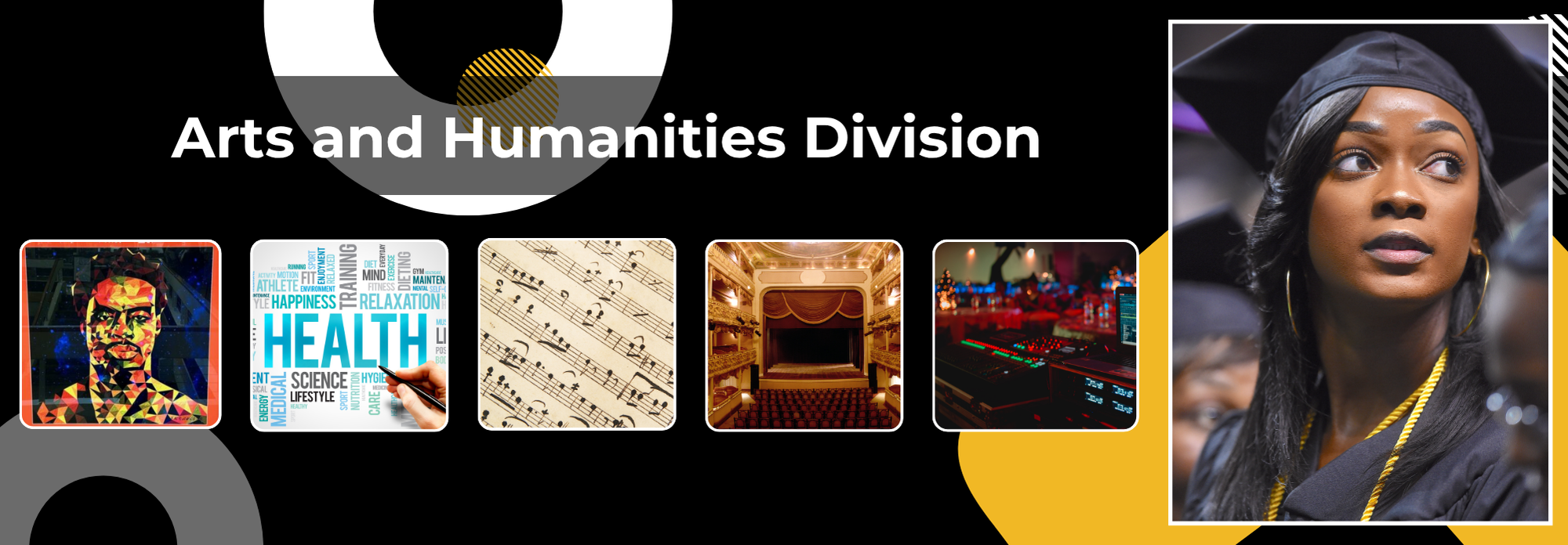 Collage of various images related to Arts and Humanities.