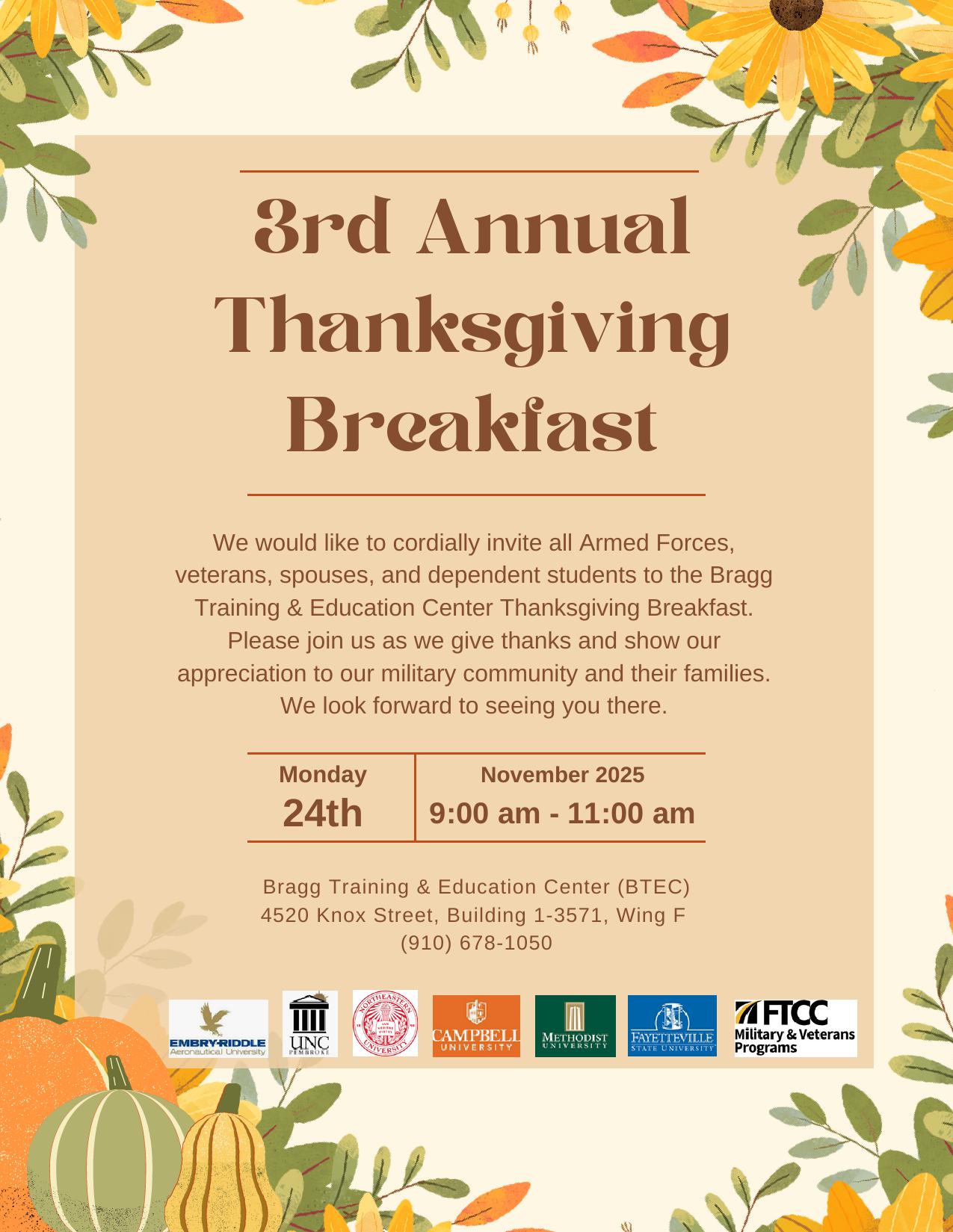 3rd Annual Thanksgiving Breakfast 2025