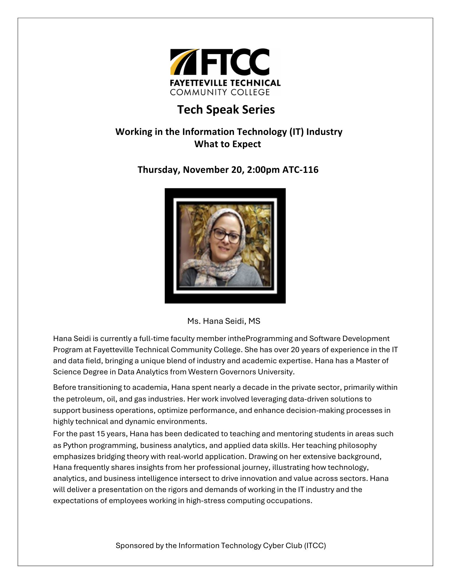 Tech Speak Series (seide Flyer)