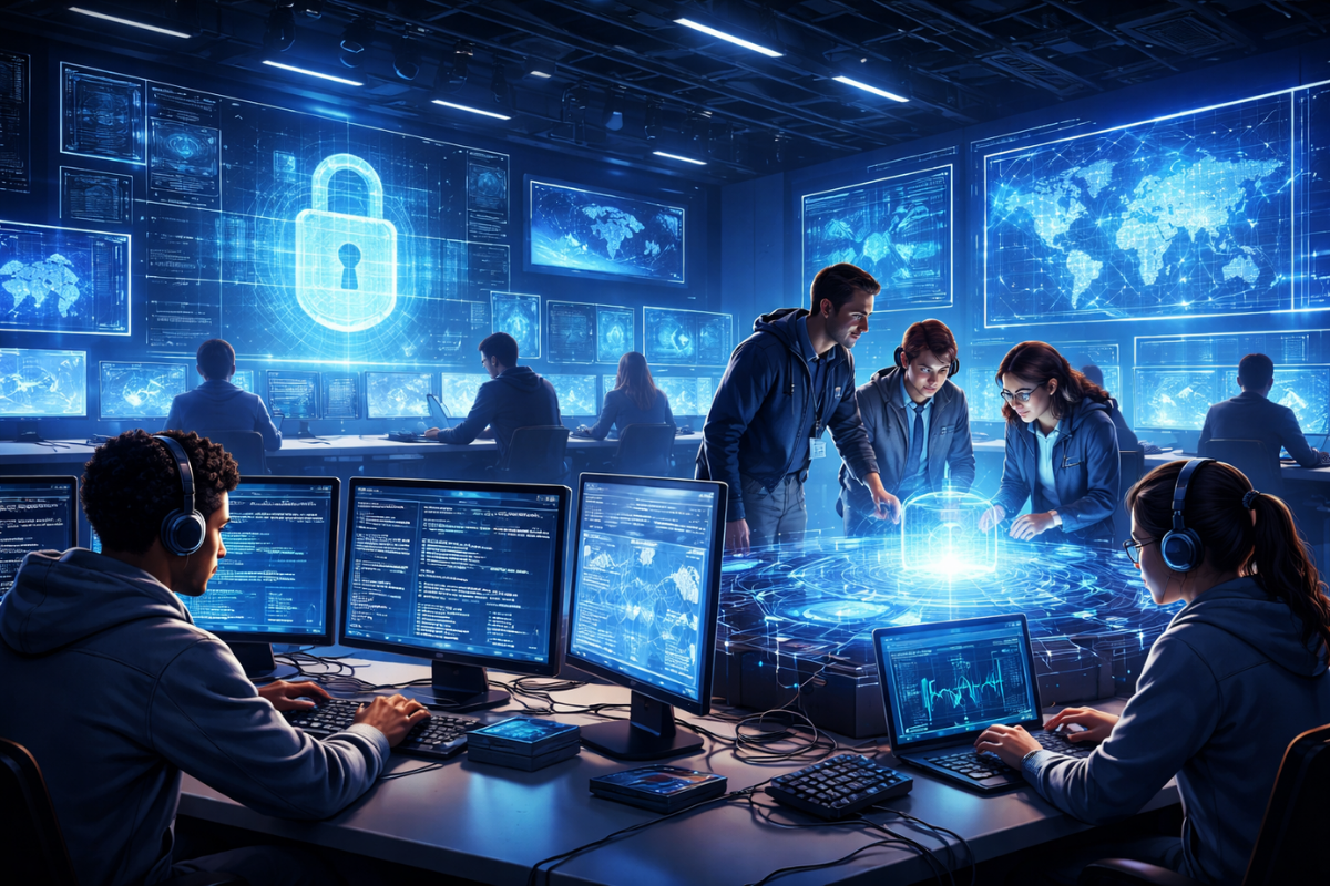 Group Of Cybersecurity Professionals Working On Computers