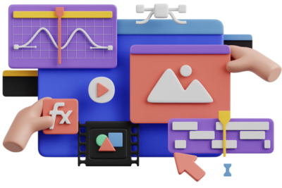A 3d Illustration Depicting Video Editing Software With Elements Like A Timeline