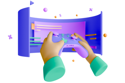 A Pair Of Hands Holding A Purple Video Game Controller