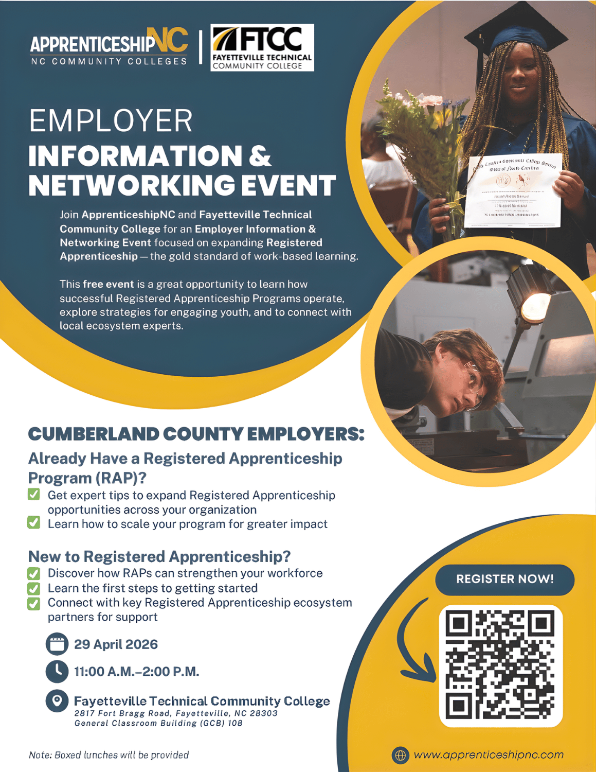 Poster For An Employer Information & Networking Event At Ftcc On April 29, 2026, From 1100 Am To 200 Pm (1)