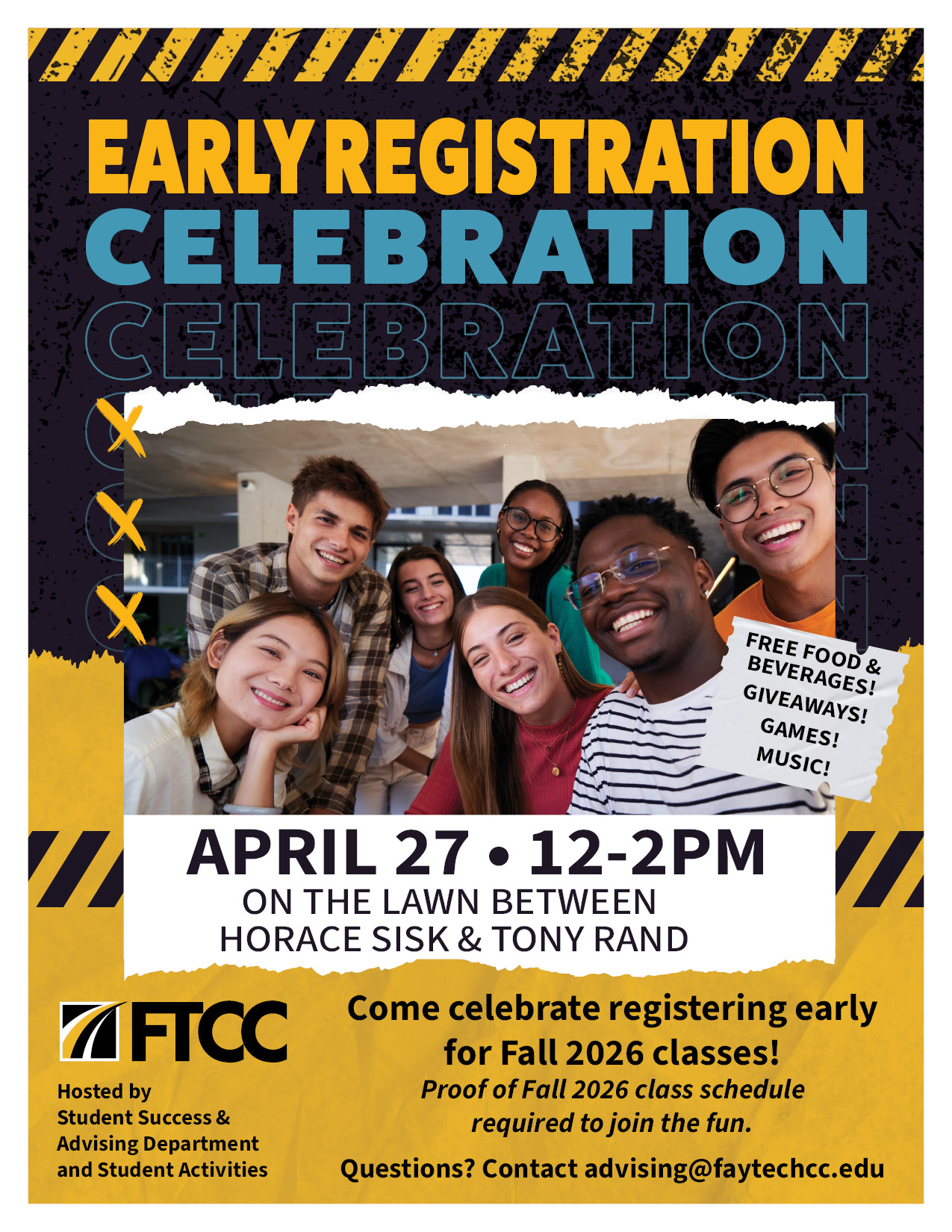 Poster for FTCC's Early Registration Celebration
