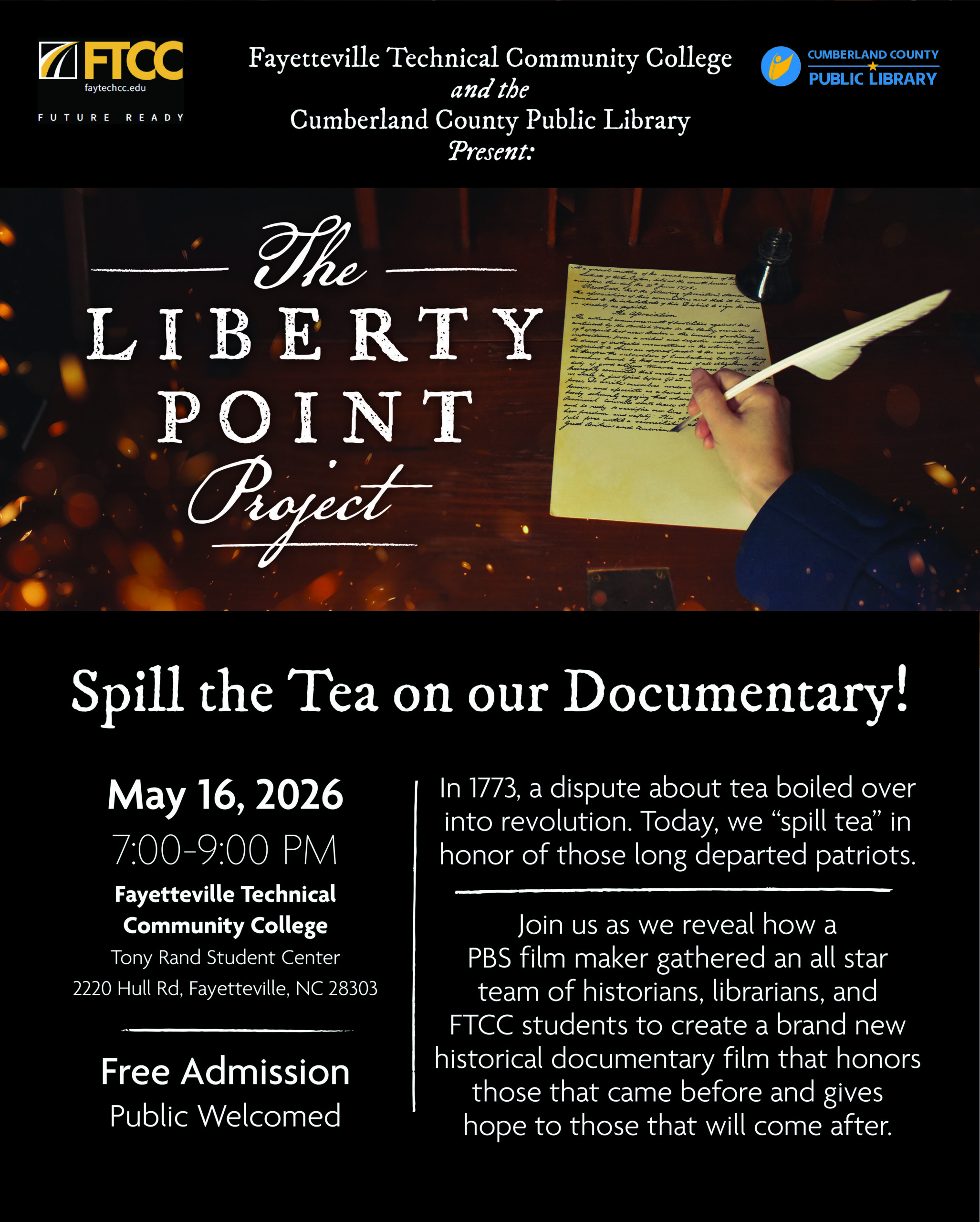 Liberty Point Project Poster. Regarding a new documentary about the 1773 revolution.