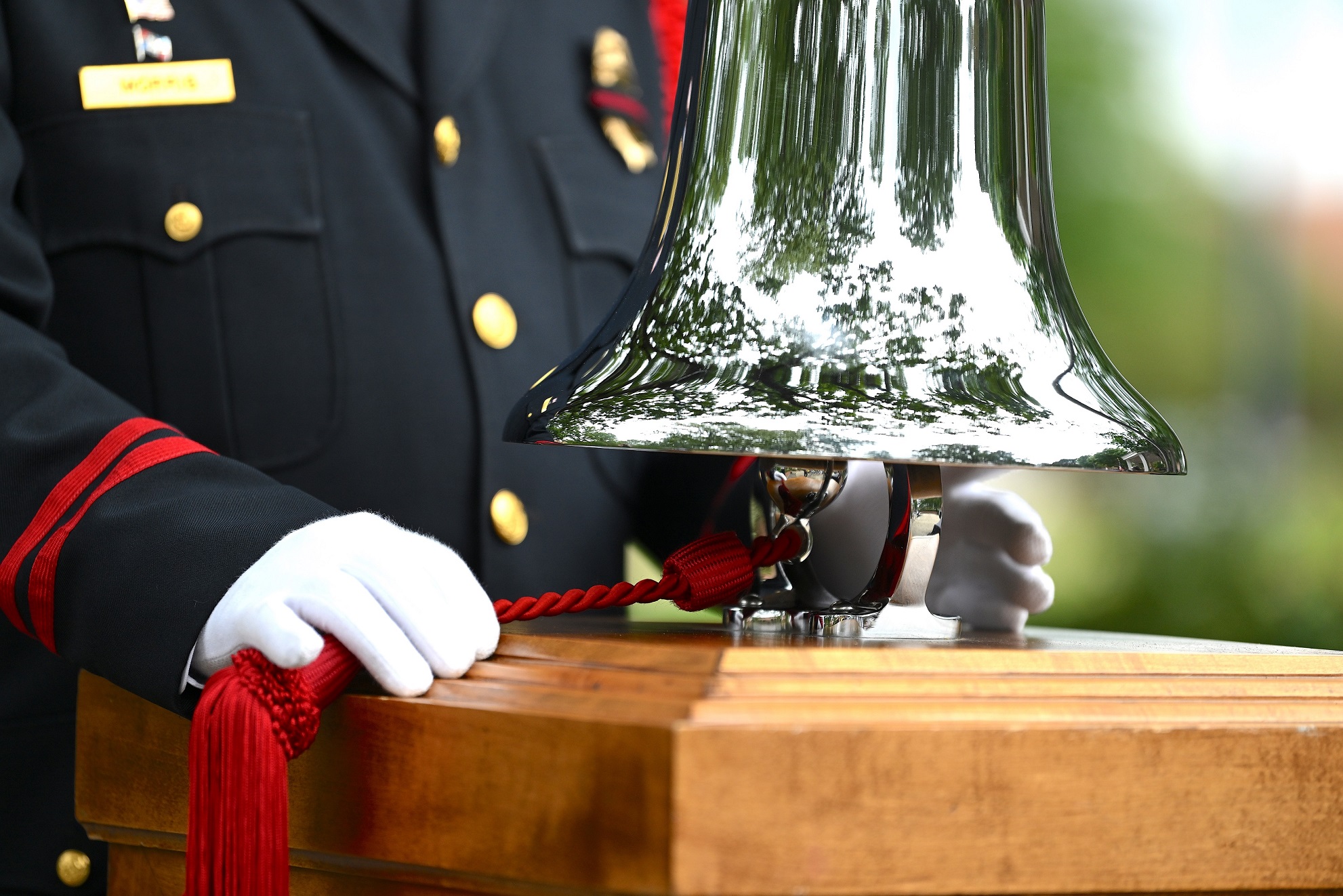 A close-up photo of the bell rung during the 9/11 Remembrance ceremony.