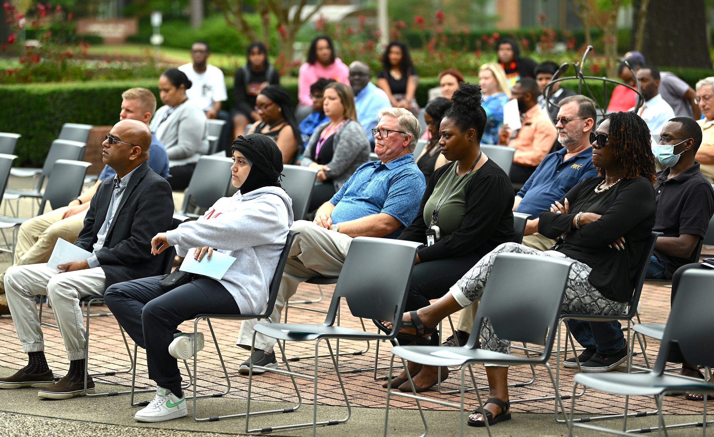A wide photo of the crowd seated at the 9/11 Remembrance ceremony.