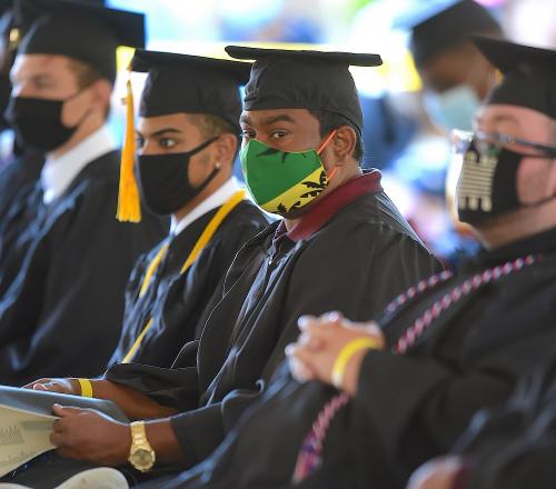 022 - Graduates watch the ceremony