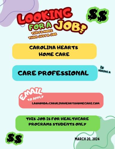 Carolina Hearts Care Professional Recruitment Flyer 